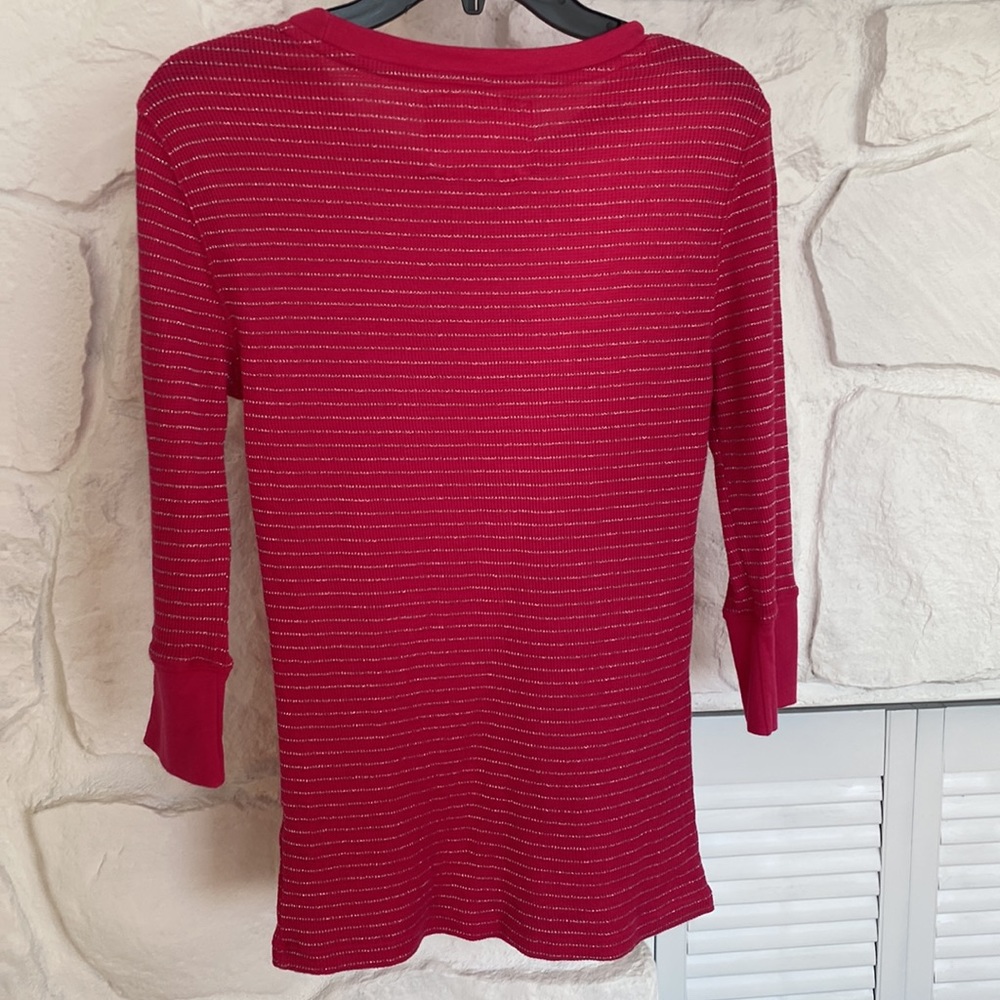 Aeropostale Stretch XL Juniors Hot Pink and silver striped 3/4 sleeve W/ AERO - Picture 5 of 12